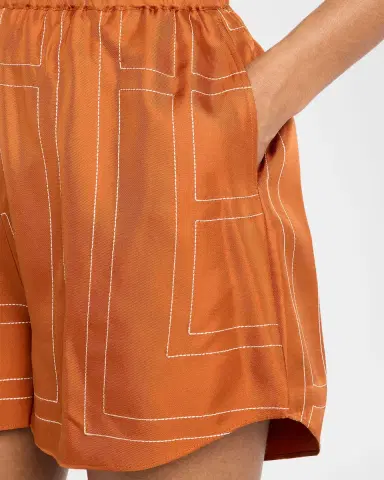 TOTEME Monogram Embroidered Silk Pajama Shorts | Thumbnail 6 TOTEME Monogram Embroidered Silk Pajama Shorts | Thumbnail 6