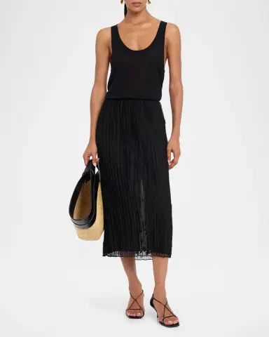 TOTEME Floral Pleated Tulle Midi Skirt | Thumbnail 2