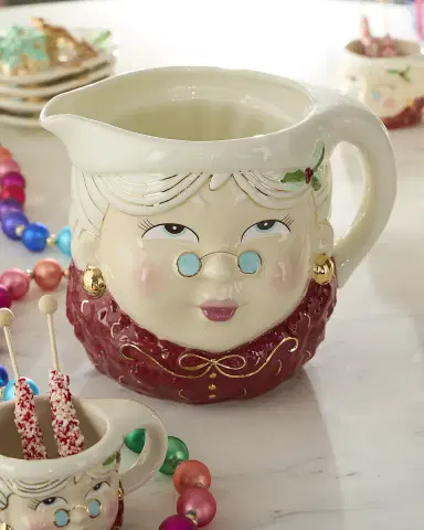 Glitterville Mrs. Papa Noel Ceramic Pitcher, 142 oz. | Thumbnail 1 Glitterville Mrs. Papa Noel Ceramic Pitcher, 142 oz. | Thumbnail 1