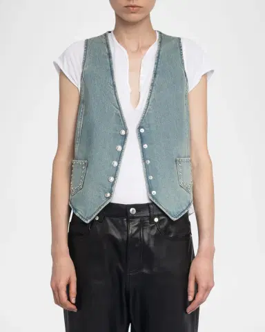 Zadig & Voltaire Gillier Studded Denim Vest | Thumbnail 4 Zadig & Voltaire Gillier Studded Denim Vest | Thumbnail 4