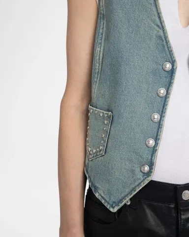Zadig & Voltaire Gillier Studded Denim Vest | Thumbnail 5 Zadig & Voltaire Gillier Studded Denim Vest | Thumbnail 5