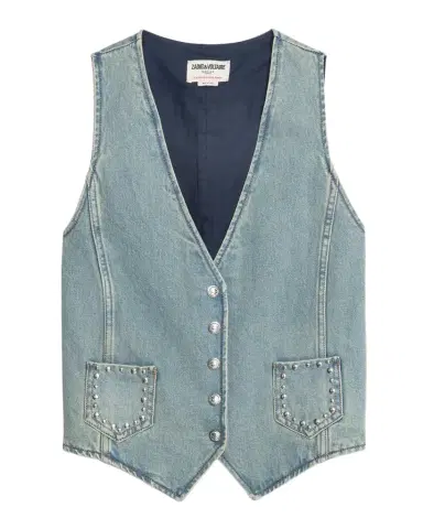 Zadig & Voltaire Gillier Studded Denim Vest | Thumbnail 1 Zadig & Voltaire Gillier Studded Denim Vest | Thumbnail 1