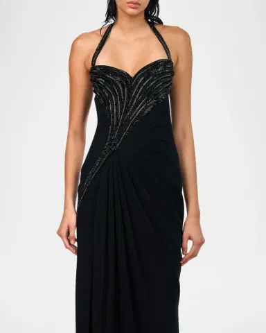 Gaurav Gupta Athena Embroidered Draped Halter Gown | Thumbnail 4