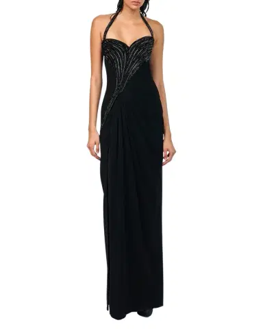 Gaurav Gupta Athena Embroidered Draped Halter Gown | Thumbnail 1