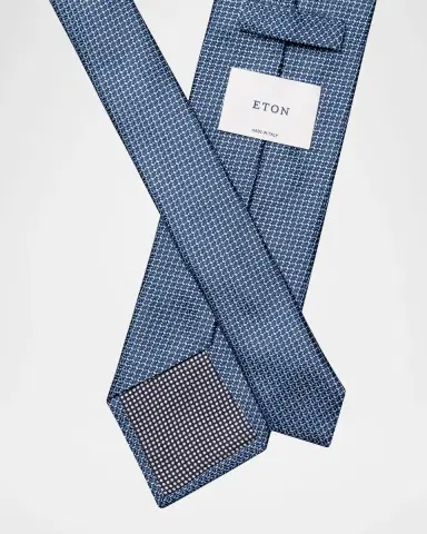 Eton Men 's Micro-Geometric Woven Silk Tie | Thumbnail 2