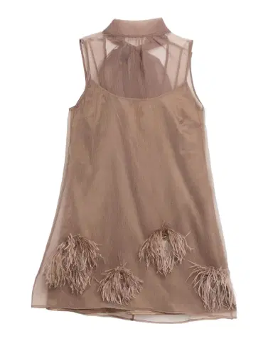 Staud Albee Feather-Embellished Mesh Mini Dress | Thumbnail 1