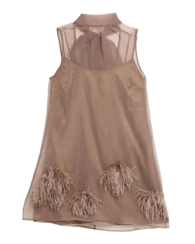 STAUD Albee Feather-Embellished Mesh Mini Dress