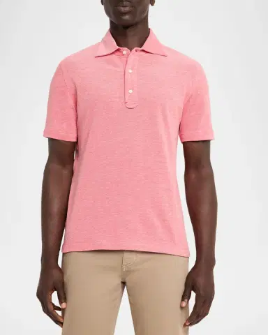 Isaia Men's Washed Cotton Piquet Polo Shirt | Thumbnail 3 Isaia Men's Washed Cotton Piquet Polo Shirt | Thumbnail 3