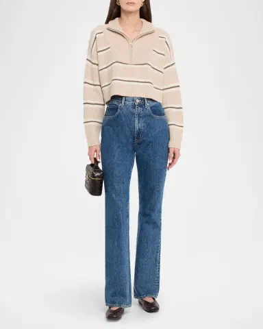 Staud Hampton Stripe Cashmere Cropped Sweater | Thumbnail 2 Staud Hampton Stripe Cashmere Cropped Sweater | Thumbnail 2