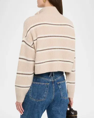 Staud Hampton Stripe Cashmere Cropped Sweater | Thumbnail 3 Staud Hampton Stripe Cashmere Cropped Sweater | Thumbnail 3