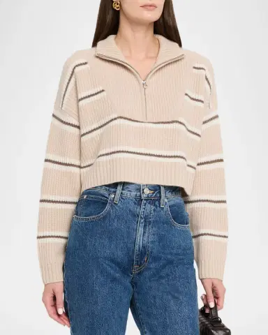 Staud Hampton Stripe Cashmere Cropped Sweater | Thumbnail 4 Staud Hampton Stripe Cashmere Cropped Sweater | Thumbnail 4