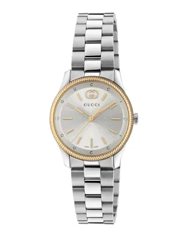 Gucci 29mm G Timeless Bracelet Watch with Diamonds, Pink Gold and Steel | Thumbnail 1