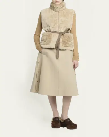 Moncler Joui Belted Faux Fur Vest | Thumbnail 2 Moncler Joui Belted Faux Fur Vest | Thumbnail 2