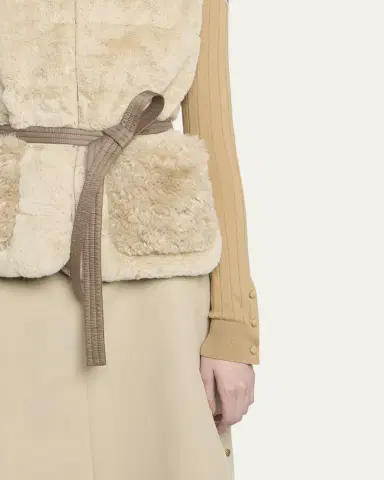 Moncler Joui Belted Faux Fur Vest | Thumbnail 5 Moncler Joui Belted Faux Fur Vest | Thumbnail 5