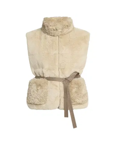 Moncler Joui Belted Faux Fur Vest | Thumbnail 1 Moncler Joui Belted Faux Fur Vest | Thumbnail 1