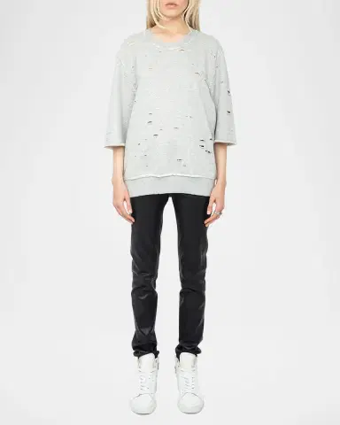 Zadig & Voltaire Edmond Destroyed Embellished Sweatshirt | Thumbnail 2 Zadig & Voltaire Edmond Destroyed Embellished Sweatshirt | Thumbnail 2