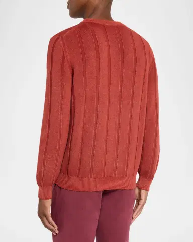 Kiton Men's Ribbed Cashmere Crewneck Sweater | Thumbnail 3