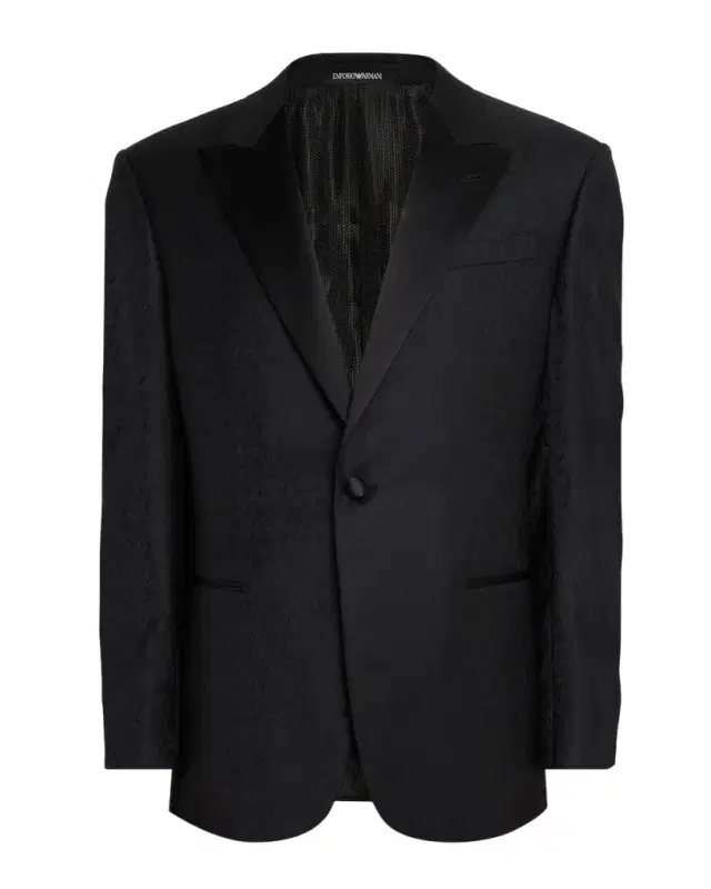 Men 's Wool Jacquard Tonal Camouflage Peak Lapel Dinner Jacket