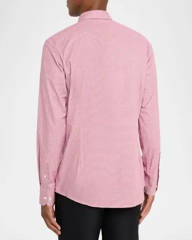 Emporio Armani Men's Cotton Micro-Houndstooth Classic Fit Sport Shirt | Thumbnail 3 Emporio Armani Men's Cotton Micro-Houndstooth Classic Fit Sport Shirt | Thumbnail 3