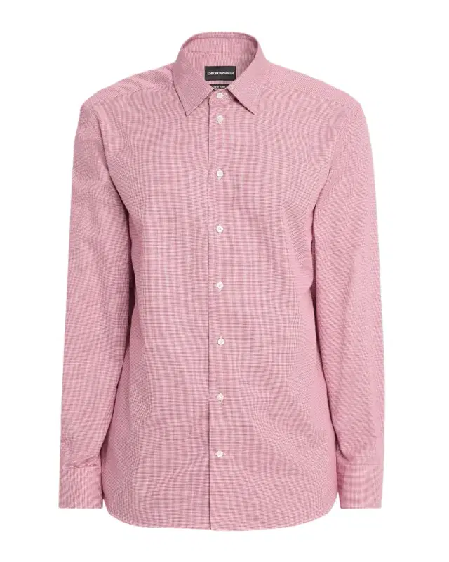 Emporio Armani Men 's Cotton Micro-Houndstooth Classic Fit Sport Shirt