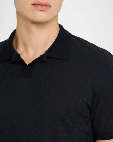 Emporio Armani Men's Chain Stitch Jacquard Knit Polo Shirt | Thumbnail 5 Emporio Armani Men's Chain Stitch Jacquard Knit Polo Shirt | Thumbnail 5