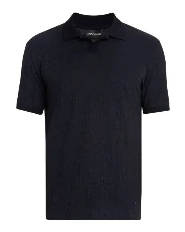 Men 's Chain Stitch Jacquard Knit Polo Shirt