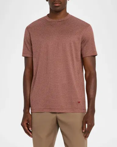 Emporio Armani Men's Jersey Jacquard Crewneck T-Shirt | Thumbnail 4 Emporio Armani Men's Jersey Jacquard Crewneck T-Shirt | Thumbnail 4