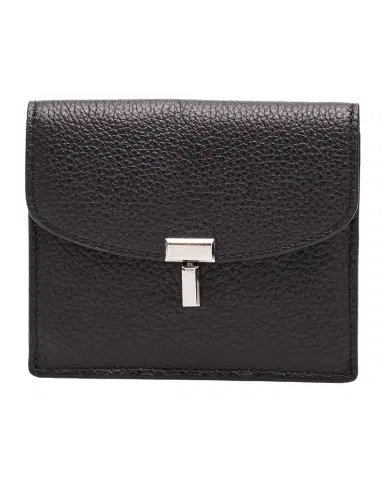 TOTEME T-Lock Grained Leather Cardholder | Thumbnail 1 TOTEME T-Lock Grained Leather Cardholder | Thumbnail 1