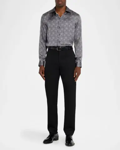 Emporio Armani Men's Modern-Fit Large Check Jacquard Sport Shirt | Thumbnail 2 Emporio Armani Men's Modern-Fit Large Check Jacquard Sport Shirt | Thumbnail 2