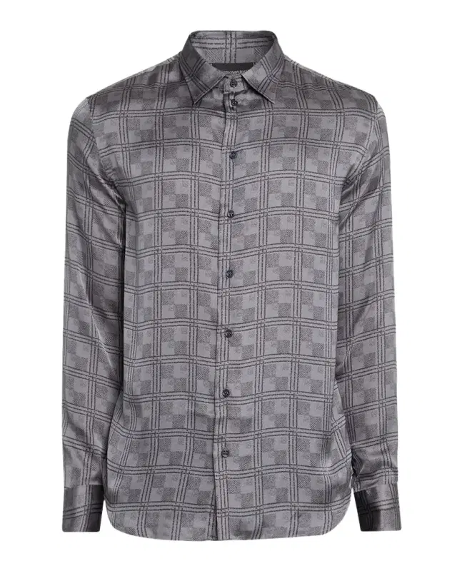 Emporio Armani Men 's Modern-Fit Large Check Jacquard Sport Shirt