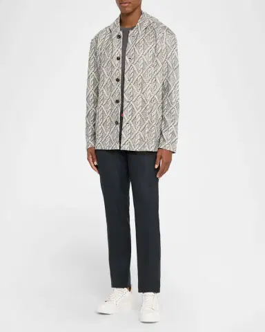 Kiton Men's Cable Knit-Print Hooded Sweater | Thumbnail 2