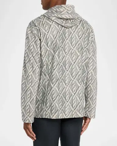 Kiton Men's Cable Knit-Print Hooded Sweater | Thumbnail 3