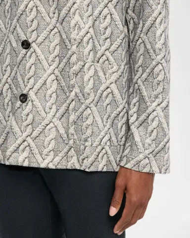 Kiton Men's Cable Knit-Print Hooded Sweater | Thumbnail 5
