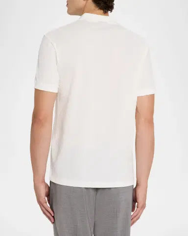 Emporio Armani Men's Chain Stitch Jacquard Knit Polo Shirt | Thumbnail 3