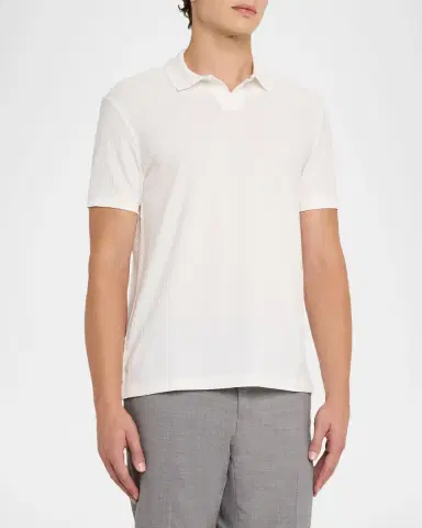 Emporio Armani Men's Chain Stitch Jacquard Knit Polo Shirt | Thumbnail 4