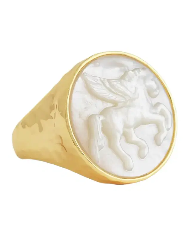 Pegasus Mother-of-Pearl Coin Signet Ring