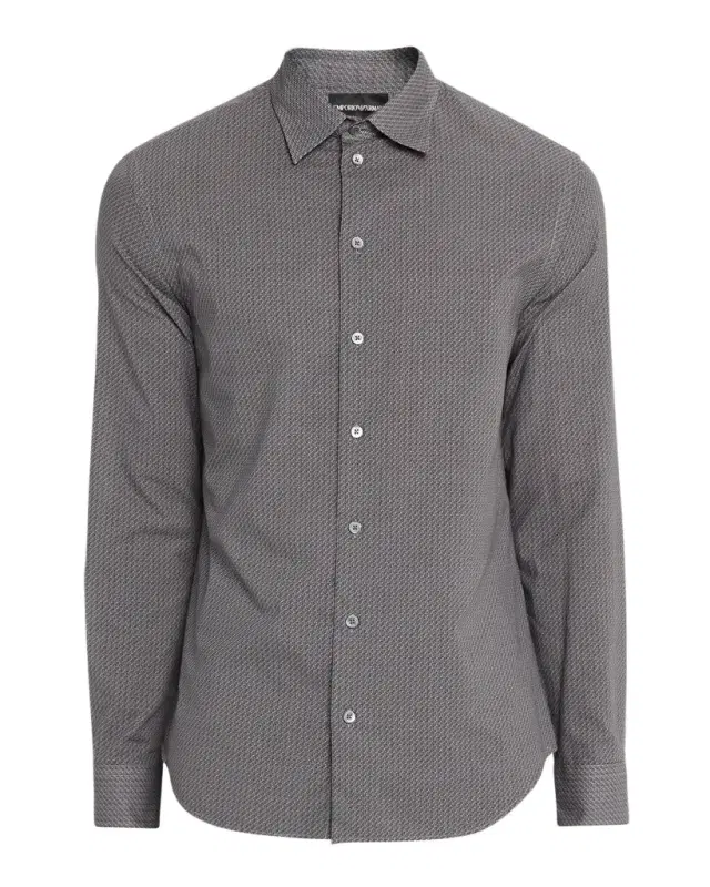Emporio Armani Men 's Cotton Diagonal Wave Sport Shirt
