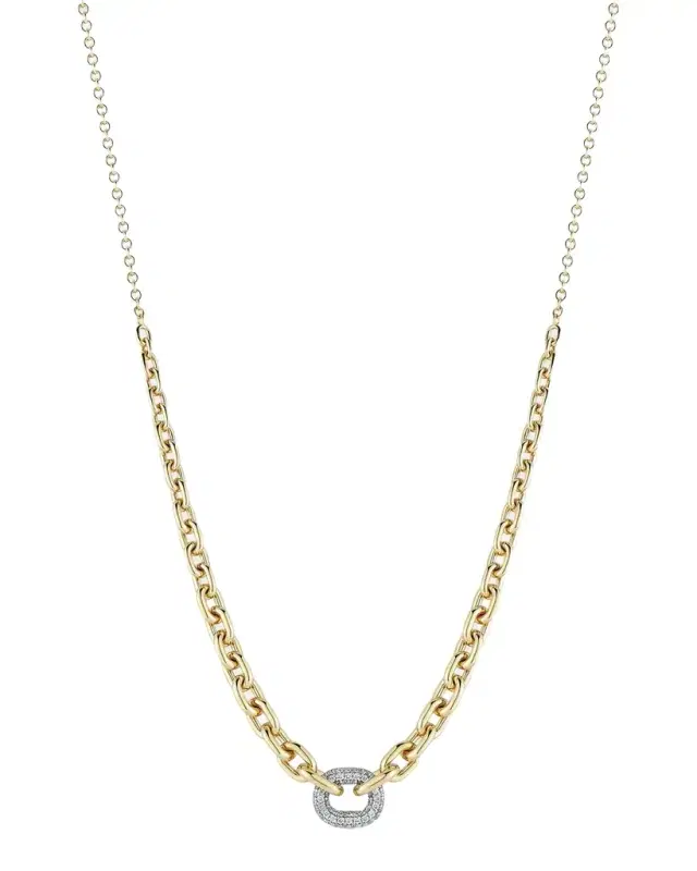 Morrell Graduated Link Necklace with Single Diamond Link