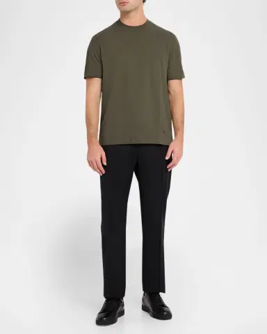 Emporio Armani Men's Tonal Basketweave Crewneck T-Shirt | Thumbnail 2