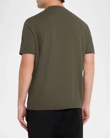 Emporio Armani Men's Tonal Basketweave Crewneck T-Shirt | Thumbnail 3