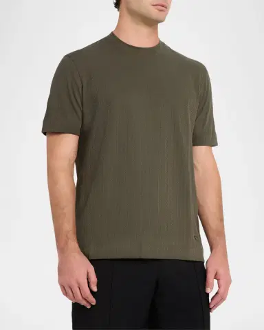 Emporio Armani Men's Tonal Basketweave Crewneck T-Shirt | Thumbnail 4