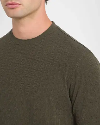 Emporio Armani Men's Tonal Basketweave Crewneck T-Shirt | Thumbnail 5