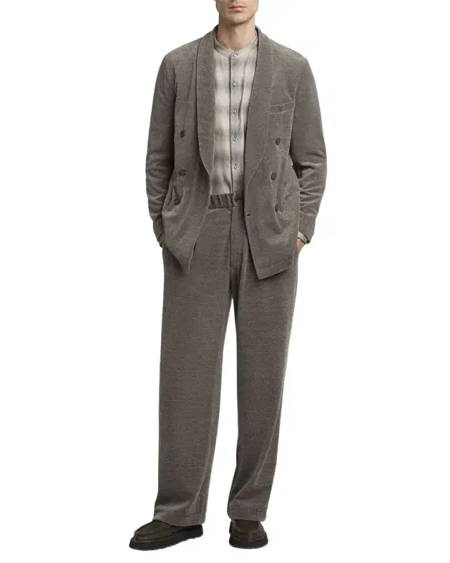 Men 's Heathered Chenille Relaxed Pleated Pants