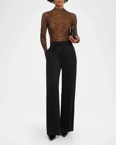 LAPOINTE Leopard-Print Mesh Bodysuit | Thumbnail 2