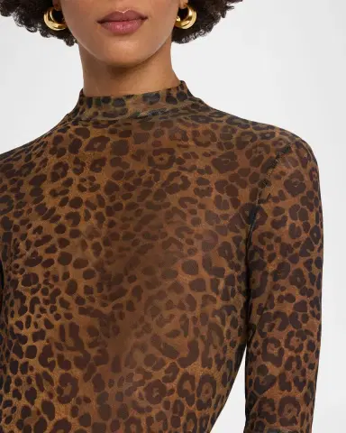 LAPOINTE Leopard-Print Mesh Bodysuit | Thumbnail 5