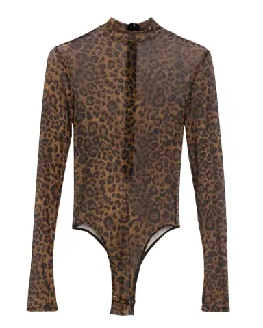 LAPOINTE Leopard-Print Mesh Bodysuit | Thumbnail 1