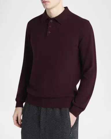 Giorgio Armani Men 's Cashmere Knit Polo Sweater | Thumbnail 3 Giorgio Armani Men 's Cashmere Knit Polo Sweater | Thumbnail 3
