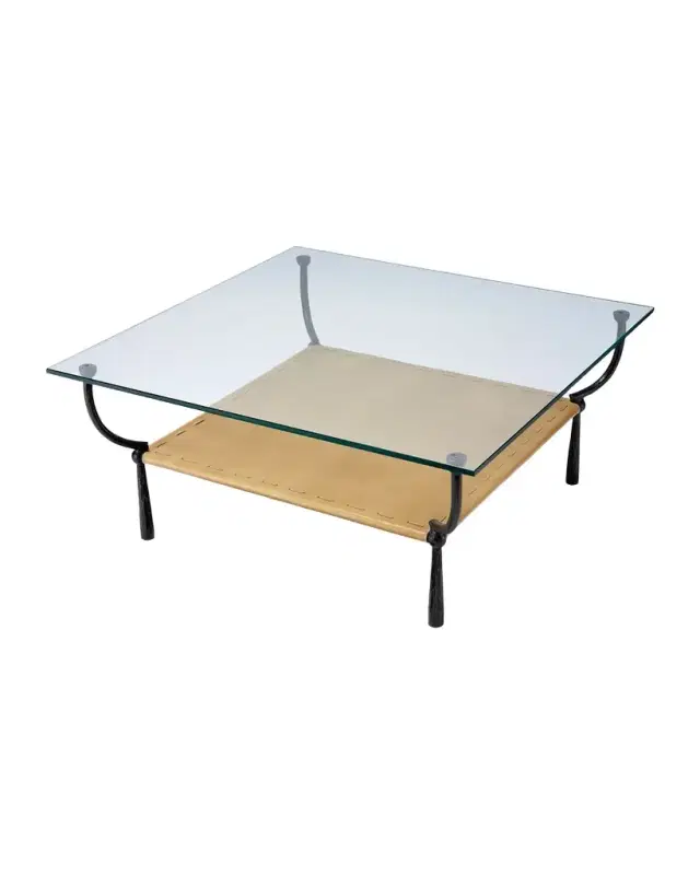 Jamie Young Renzo Glass & Leather Coffee Table