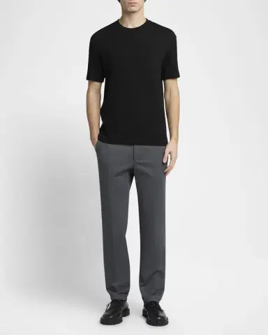 Giorgio Armani Men's Cotton and Cashmere Slim Flat-Front Trousers | Thumbnail 2
