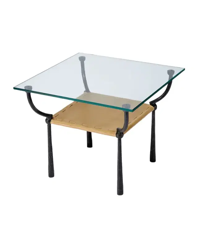 Jamie Young Renzo Glass & Leather Side Table